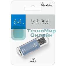 Флешка USB Smartbuy V-Cut Blue (SB64GbVC-B3), 64Gb, USB 3.0, R/W 75/30, голубой