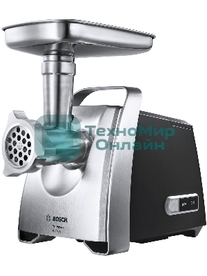 Мясорубка электрическая Bosch MFW68680 черный, 2200 Вт, 4.3 кг/мин, реверс, защита от перегрузки, насадки - 5