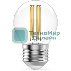 Лампа светодиодная филаментная Gauss Filament 8Вт цок.: E27 шар св. свеч. бел. нейт. (упак.: 10 шт)