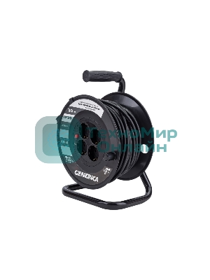 Удлинитель на катушке 4х30 м 2P+PE 10А УК30 с термозащ. 3х1.0 кв.мм GENERICA IEK WKP10-10-04-30-G