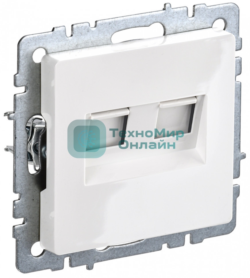 Розетка компьютерная двойная IEK BRITE РК10-2-БрБ RJ45 кат.5E белый