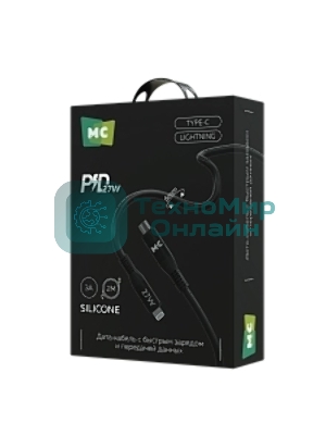 Дата-кабель MORE CHOICE (4620202554581) K83ia 2м USB 3.0A PD 27W для Lightning ng 8-pin -2 м, черный