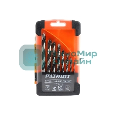 Набор сверл по дереву PATRIOT спиральные, W-образная заточка, 8 шт: 3, 4, 5, 6, 7, 8, 9, 10 мм, в пластиковом боксе
