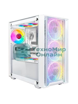 Корпус Ginzzu CL640 mATX FAN 4*12FRGb передняя панель Сетка Белый