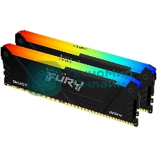 Оперативная память Kingston Fury Beast, DDR4, 64Gb (2x32Gb), 3600MHz, CL18, DIMM, с радиаторами, RGB, черный