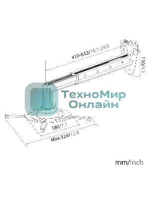 Кронштейн для проектора Cactus CS-VM-PR05BL-AL серебристый макс.10кг настенный и потолочный поворот и наклон