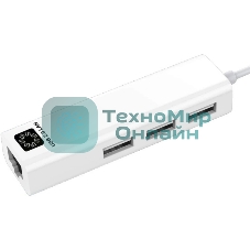 Кабель-адаптер 5bites UA2-45-06WH USB2.0, 3*USB2.0, RJ45 100MB, белый