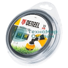 Леска для триммера Denzel армированная алюминием квадратная, 3,0мм х 15м, блистер ALUFLEX