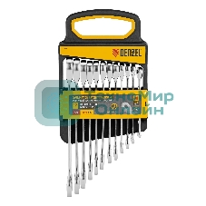 Набор ключей комбинированных трещоточных Denzel 6-19 мм, 12 шт., CrV, матовый хром