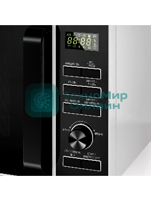Микроволновая печь BBK 25MWC-992T/WB белый/черный, 25 л, 900 Вт, переключатели - кнопки, поворотный механизм