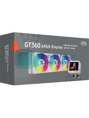 Система охлаждения PCCooler GT360 ARGb Display WH (310W, 360мм, LED temp., белый, ARGb/Fans: 3x120мм, 99CFM, 41.5dBA, 3000RPM/Pump 15dBA, 2600RPM, Rad thickness 27мм/S: 1851, 1700, 1200, 115X, AM5, AM4)