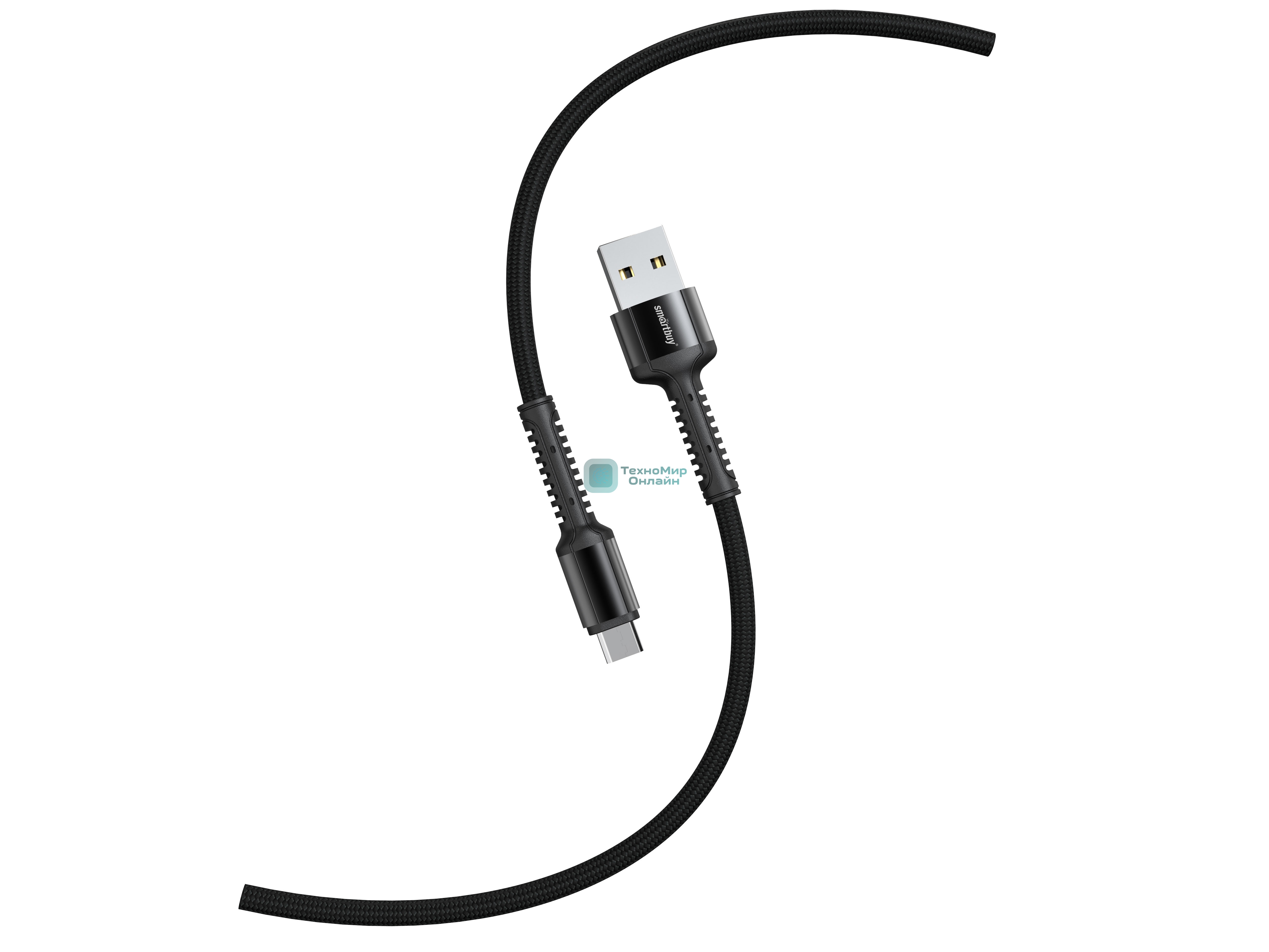 Кабель Smartbuy S26 MicroUSB черный.,3 А,QC,нейл.,1м