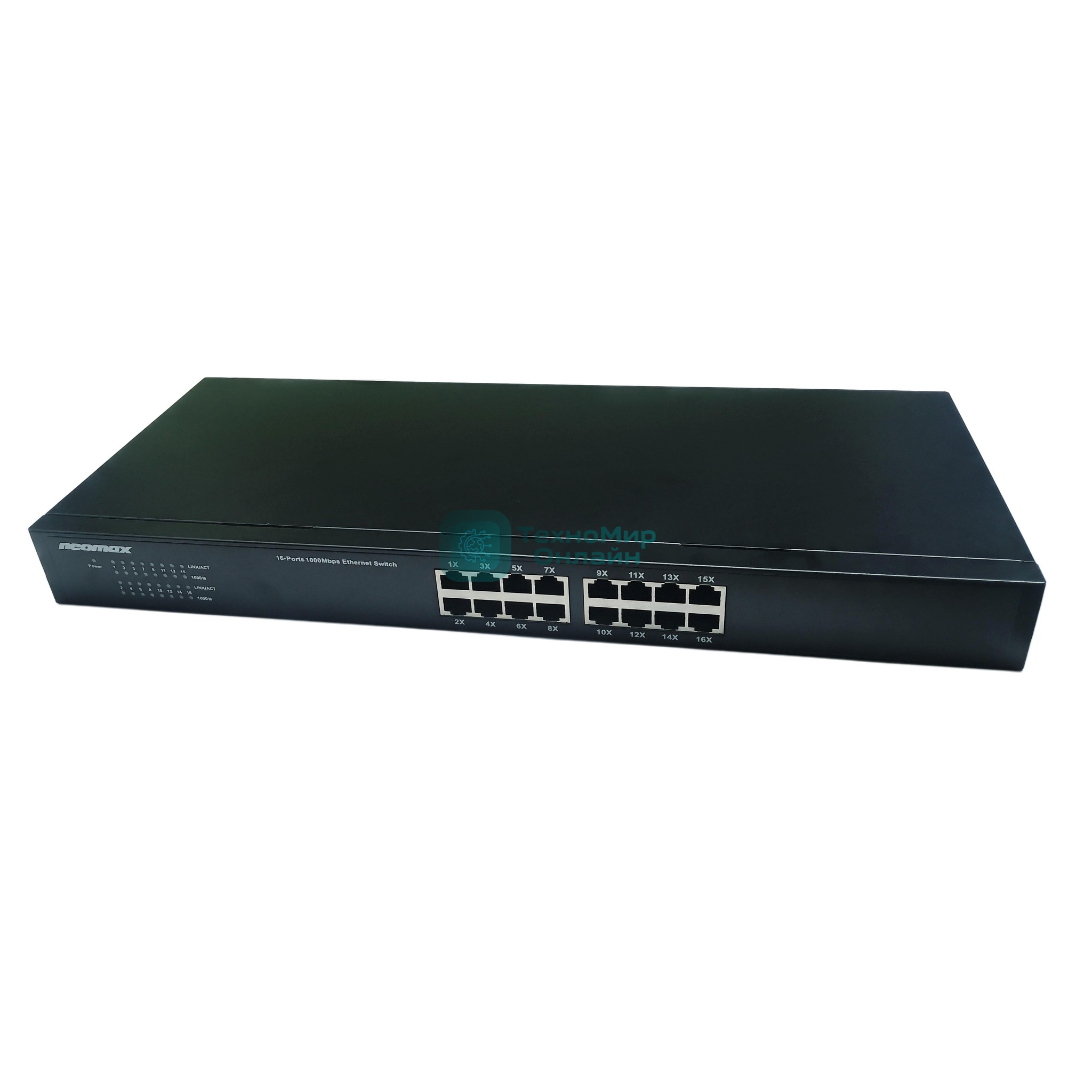 Коммутатор неуправляемый NEOMAX NMS-116P-1000-SR, 16 портов 1000 Mbps, металл Rack