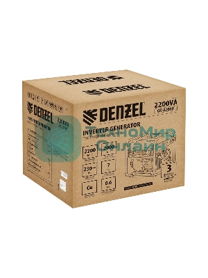 Электрогенератор бензиновый инверторный Denzel GK-2200iF, 2.2 кВт, 95 дБ, 27 кг