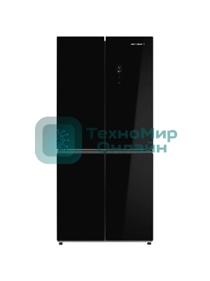 Холодильник Kuppersberg NFFD 186 BG черное стекло трехкамерный 303/172л морозилка сбоку, No Frost, Side by Side