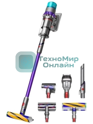 Пылесос вертикальный Dyson Gen5 Detect Absolute (SV23) никель/фиолетовый, питание от аккумулятора, 262 Вт, уборка сухая, пылесборник 0.77 л, работа от АКБ max - 70 мин