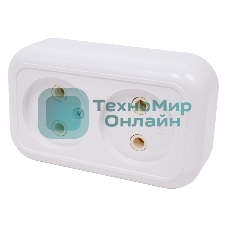 Розетка 2-м Кунцево ОП Валентина 10А IP20 РА10-382 бел. 5416