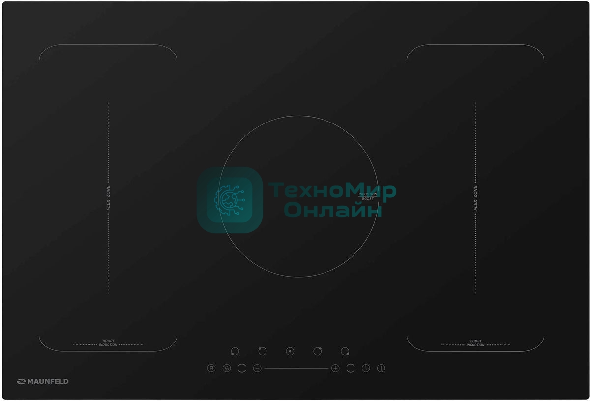 Индукционная варочная панель Maunfeld EVI.775-FL2-BK, конфорок: 5 шт., стеклокерамика, независимая, черный