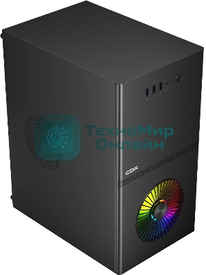 Компьютерный корпус CBR mATX Minitower V867, без БП, 1хUSB 3.0, 2хUSB 2.0, HD Audio+Mic, Rainbow Fan, Black PCC-MATX-V867-WPSU