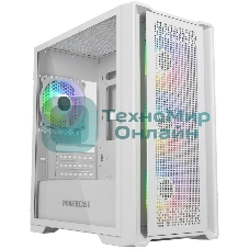 Компьютерный корпус Powercase ByteFlow Micro White, Tempered Glass, 4х 120мм ARGb fans, ARGb HUB, белый, mATX (CAMBFW-A4)