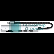 Док-станция (USB-хаб) Satechi ST-P7SS 7-in-1 USB-C Slim Multiport Adapter with Ethernet (Type-C,HDMI, 2xType-A, SD,microSD, RJ-45), до 80 Вт серебристый