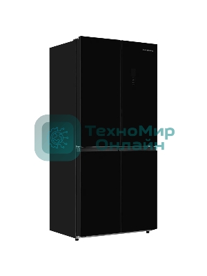 Холодильник Kuppersberg NFFD 186 BG черное стекло трехкамерный 303/172л морозилка сбоку, No Frost, Side by Side