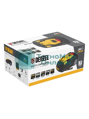 Робот-газонокосилка Denzel Grass Master 1000, ультразвуковой датчик, 3 Ач, LCD дисплей, Wi-Fi