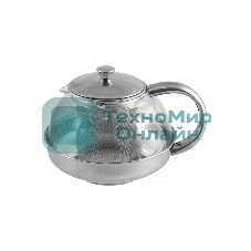 Чайник заварочный MALLONY Menta-600 из нержавеющей стали и жаропрочного стекла, 0,6 л