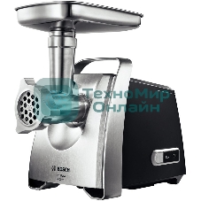 Мясорубка электрическая Bosch MFW68660 черный, 2200 Вт, 4.3 кг/мин, реверс, защита от перегрузки, металлический лоток, насадки - 10