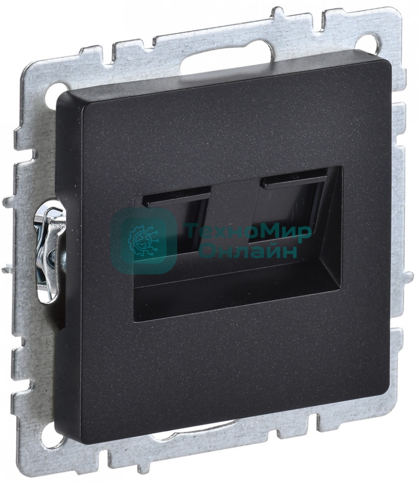 Розетка компьютерная двойная IEK BRITE РК10-2-БрЧ RJ45 кат.5E черный