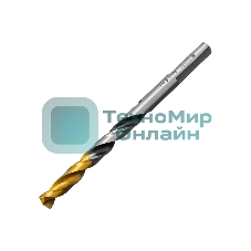 Сверло спиральное по металлу Denzel 6 x 93мм, Р6М5, Golden Tip, многогранная заточка