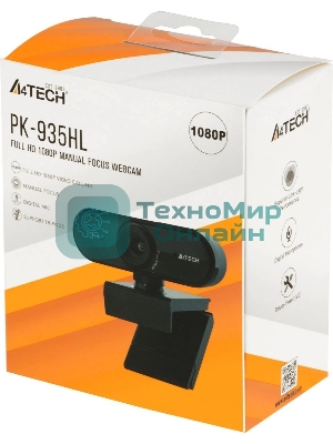Веб-камера A4Tech PK-935HL 1920x1080, 30 кадр/с, USB Type-A, микрофон, ручная фокусировка, универсальное крепление