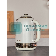 Чайник электрический Hyundai HYK-S4500 1.7 л, 2200 Вт, жемчужный/золотистый (корпус: нержавеющая сталь/пластик)