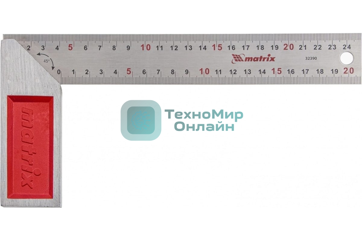 Угольник Matrix стальной, градуировка, 250 мм