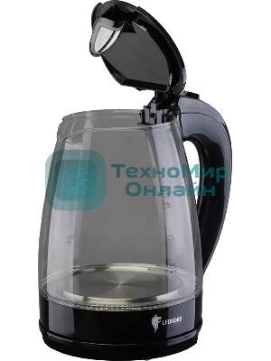 Чайник электрический LEONORD LE-1514 1,7 л, 2200 Вт, стекло/пластик, черный