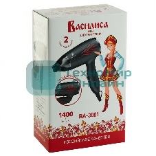 Фен Василиса ВА-3001 черный/красный, 1400 Вт, компактный