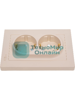 Розетка 2-м. SE ATN001226 AtlasDesign 16А с заземл. со шторками в сборе песочн.