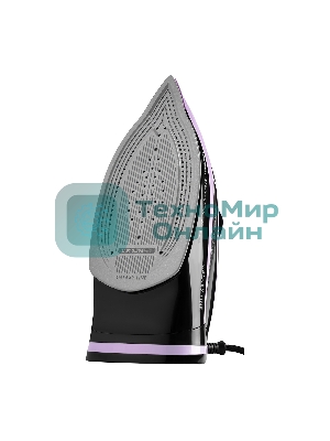 Утюг Galaxy Line GL 6135, черный с лиловым, паровой с помпой, 3200 Вт, постоянный пар 90 г/мин, паровой удар 260 г/мин, функции: самоочистка, антинакипь, автоотключение, вертикальное отпаривание, LED-дисплей, встроеный парогенератор, защита от перегрева, керамическое покрытие подошвы, резервуар для воды 350 мл
