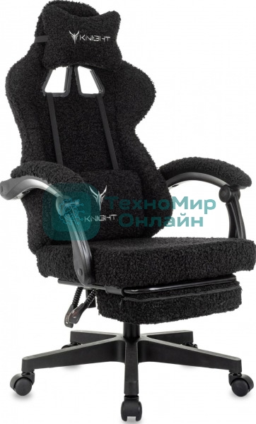 Кресло Knight Lord/F черный, экокожа, 120 кг, механизм качания, подставка для ног