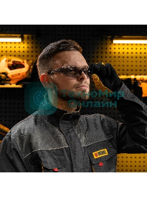 Очки защитные Denzel открытые, поликарбонатные, дымчатая линза