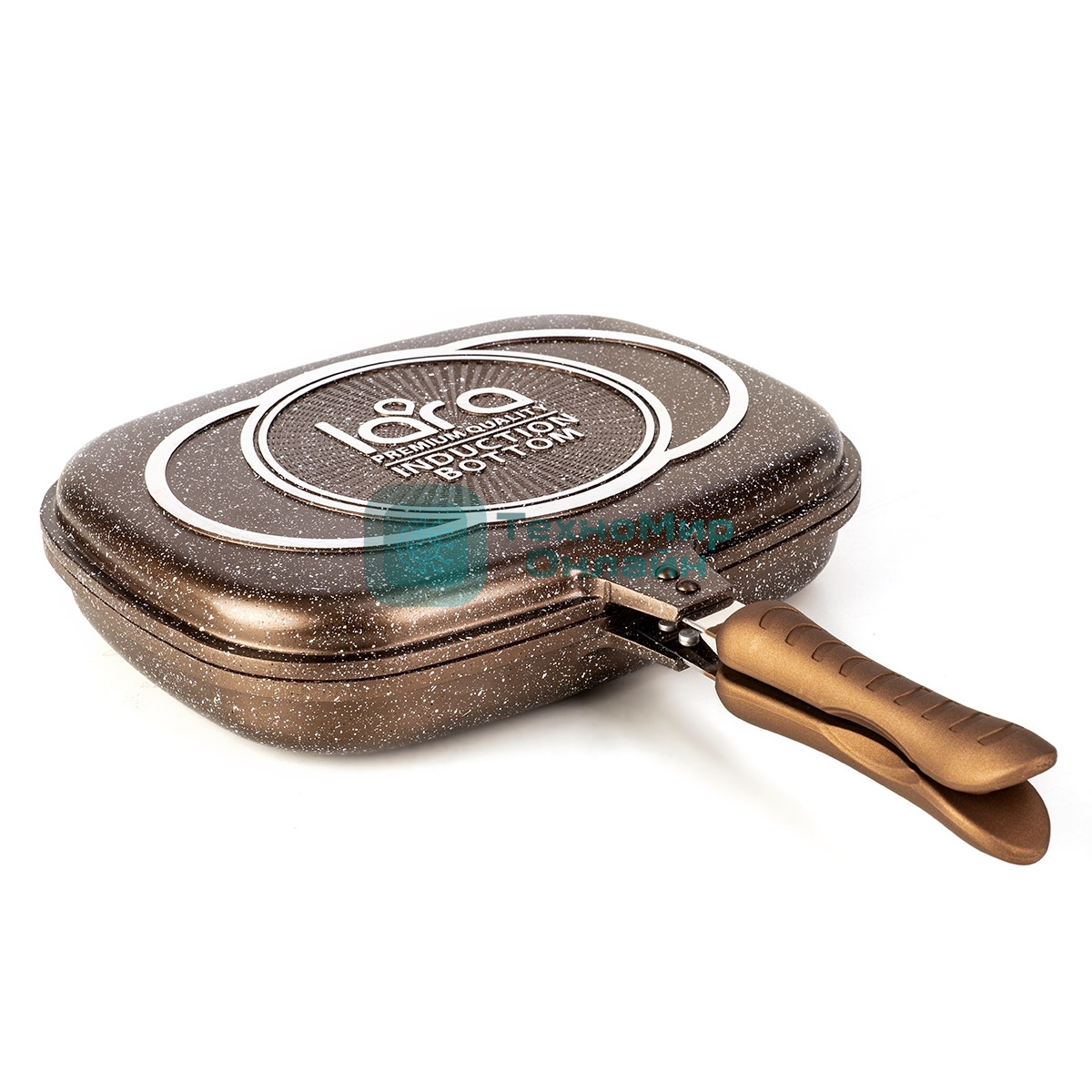 Сковорода-гриль Lara LR02-221 30 см, с крышкой, антипригарное покрытие