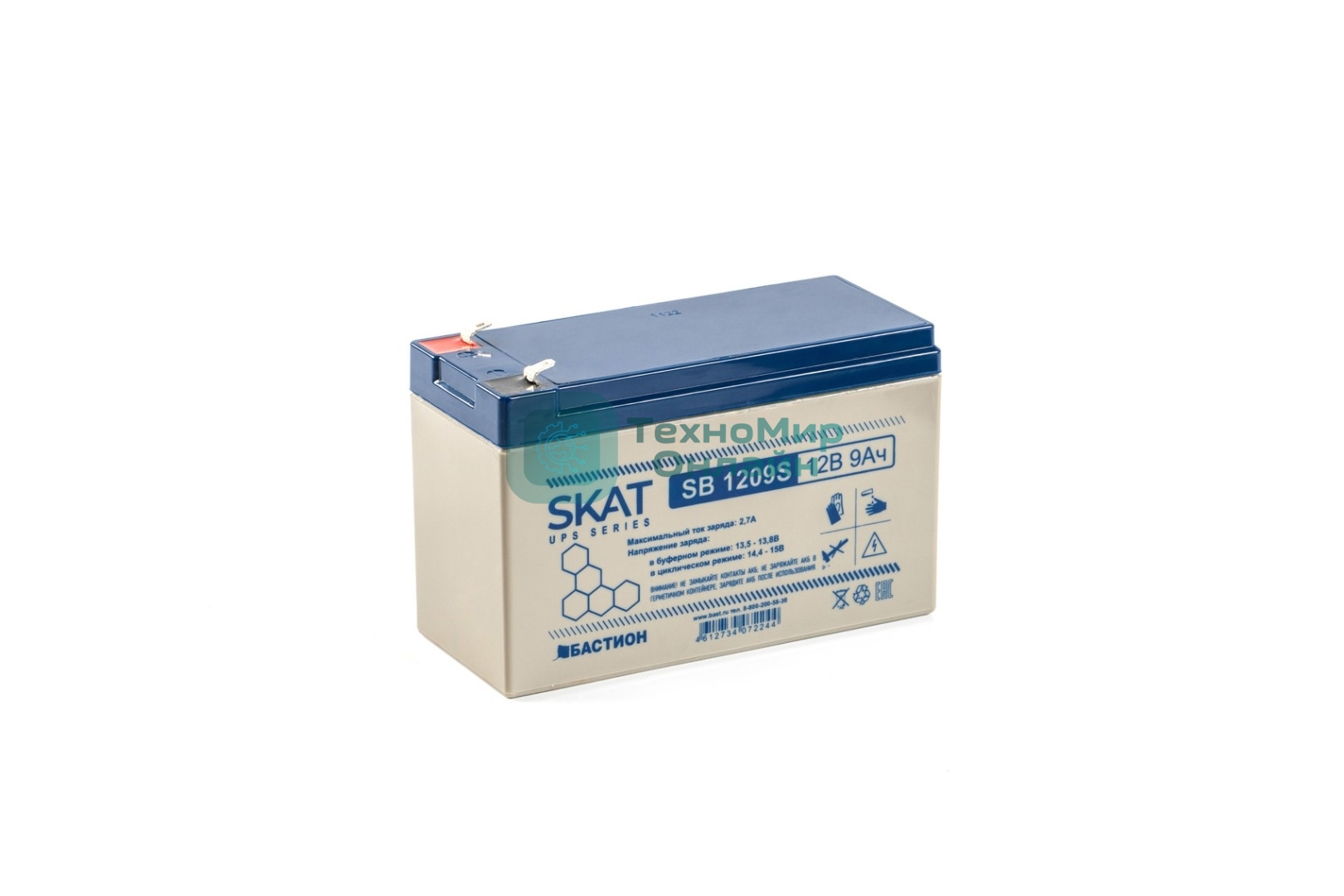 Батарея для ИБП свинцово-кислотная SKAT SB 1209S тип AGM 12V 9А·ч I зар. 2,6 А (ножевые клеммы) (8970)