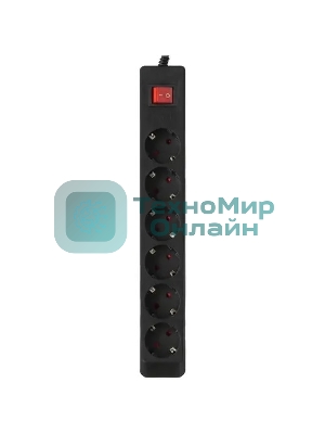 Сетевой фильтр SVEN Optima 3,0 м (6 розеток с защитными шторками) черный, цветная коробка