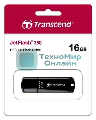 Флешка USB Transcend JetFlash 350 (TS16GJF350), 16Gb, USB 2.0, R/W 15/7, черный