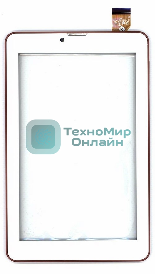 Сенсорное стекло (тачскрин) для Irbis TZ753, белое с коричневой рамкой