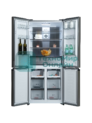 Холодильник Бирюса CD 496 TGG текстурированное бежевое стекло трехкамерный 334/162л морозилка снизу, No Frost, Side by Side