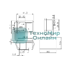 Выключатель клавишный Rexant 250V 10А (4с) ON-OFF красный с подсветкой и штекером C14 3PIN