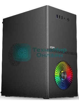 Компьютерный корпус CBR mATX Minitower V867, без БП, 1хUSB 3.0, 2хUSB 2.0, HD Audio+Mic, Rainbow Fan, Black PCC-MATX-V867-WPSU