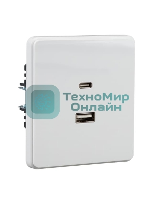 Розетка Kranz ROUND USB-A+Type-C 3А с функцией быстрой зарядки перламутр