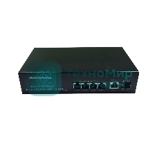 Коммутатор неуправляемый NEOMAX NMS-106PoE-1000-S, 6 портов 1000 Mbps, 4xPoE + 1xSFP, металл